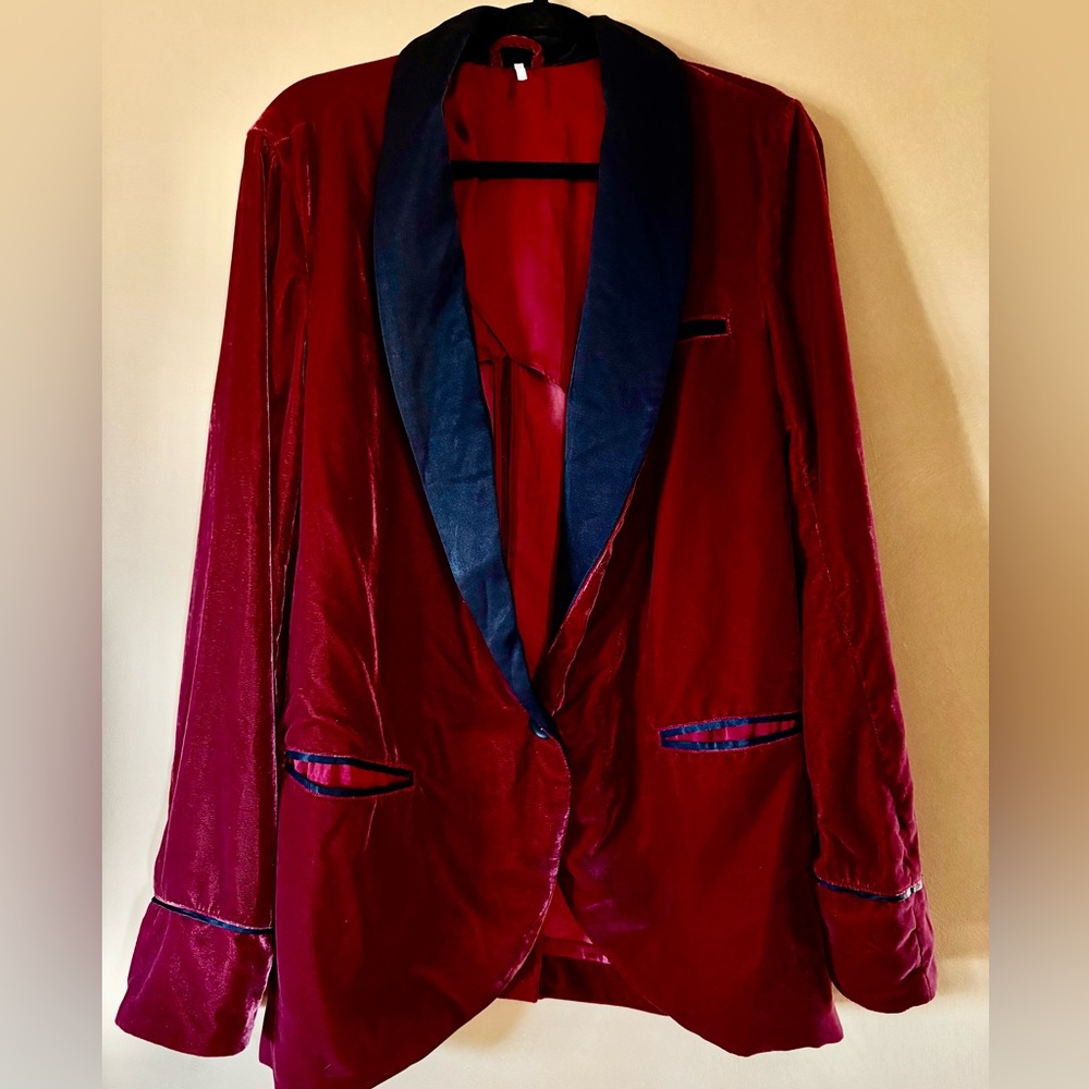 Free People Velvet Smoking Jacket